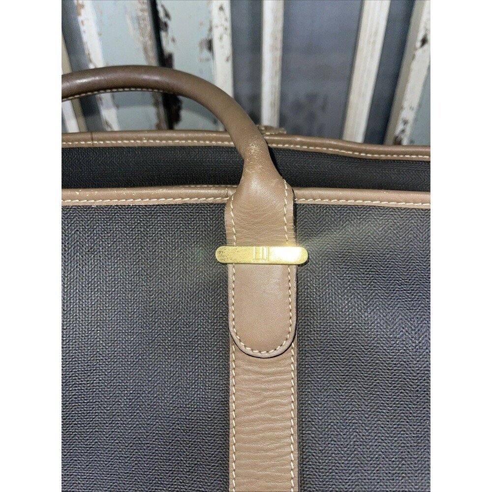 Dunhill Boston Travel Weekender Duffle Bag Coated Canvas Brown Leather Trim - Picture 3 of 12